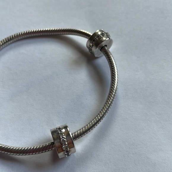 Pandora Moments Sterling Silver Charm Bracelet with CZ Clips - Picture 3 of 3